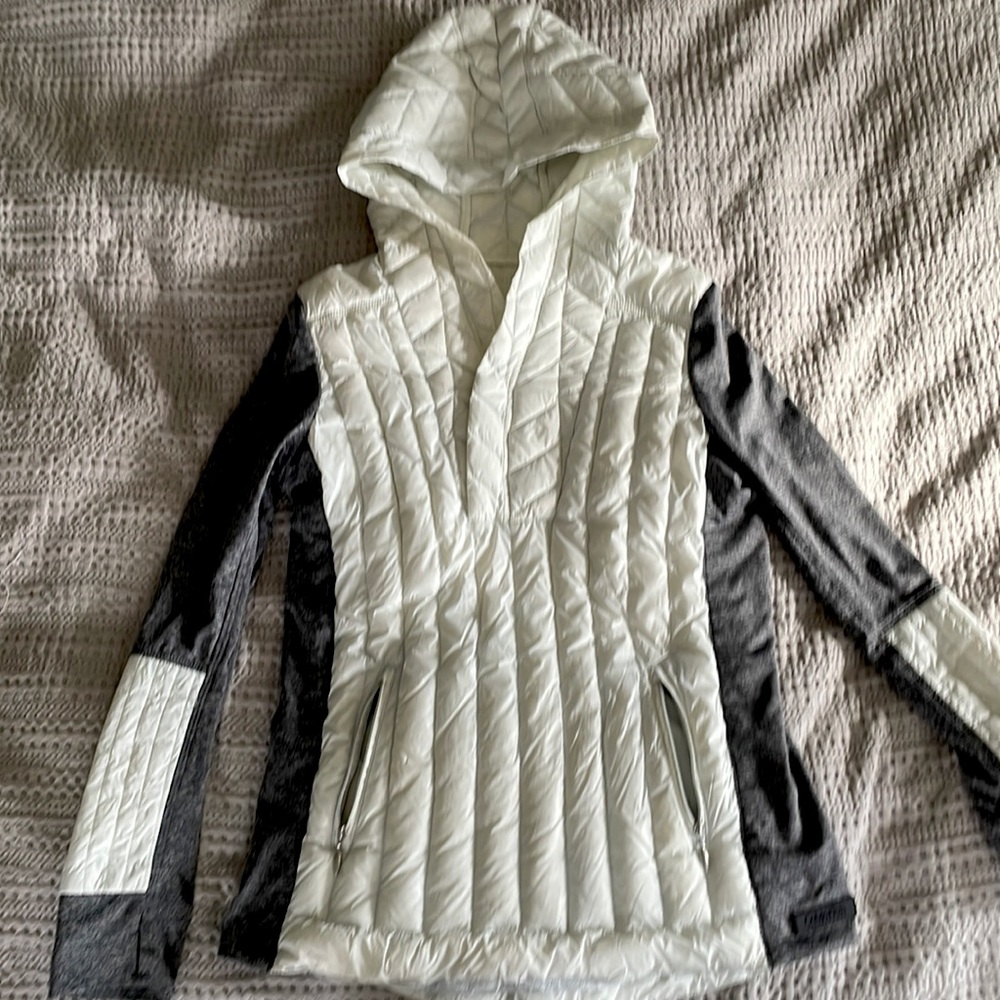 White & Grey Calvin Klein Hooded Athleisure Top